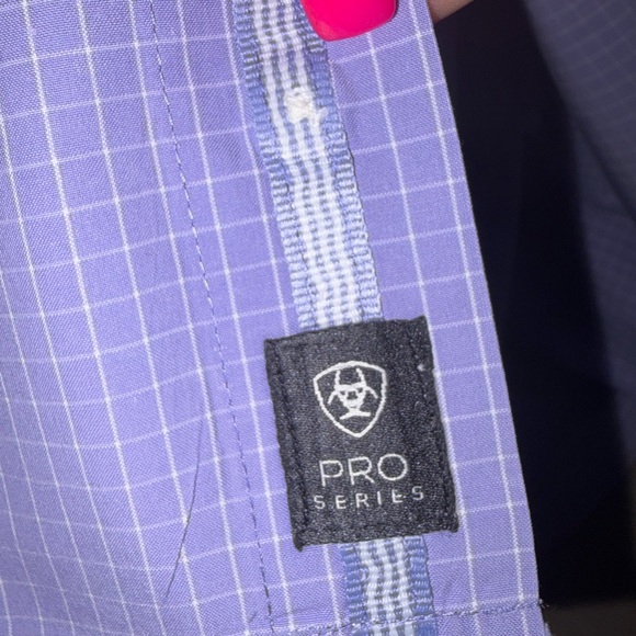 🆕💜 Ariat Pro Series Mens Purple Check Western Button Down Shirt Rodeo Ranch - Picture 14 of 15